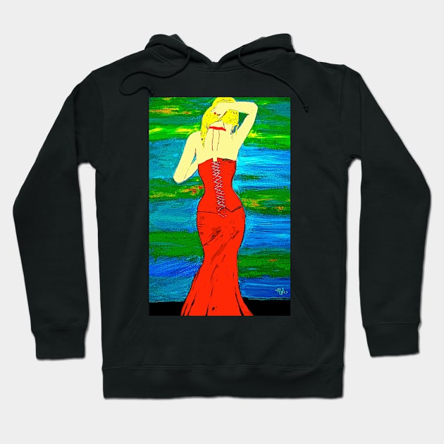 Woman In The Red Dress Hoodie by Overthetopsm